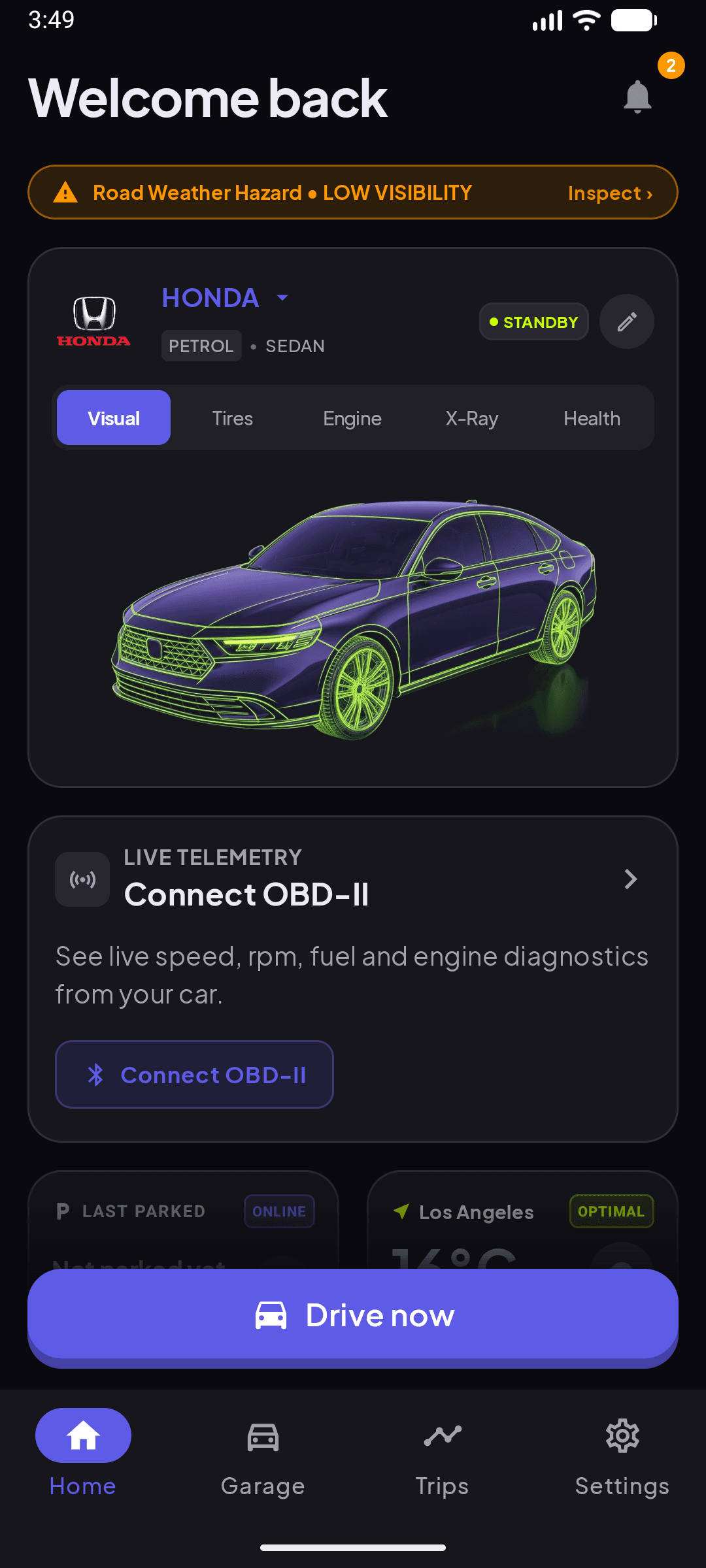 The Car Dashboard home screen with app shortcuts