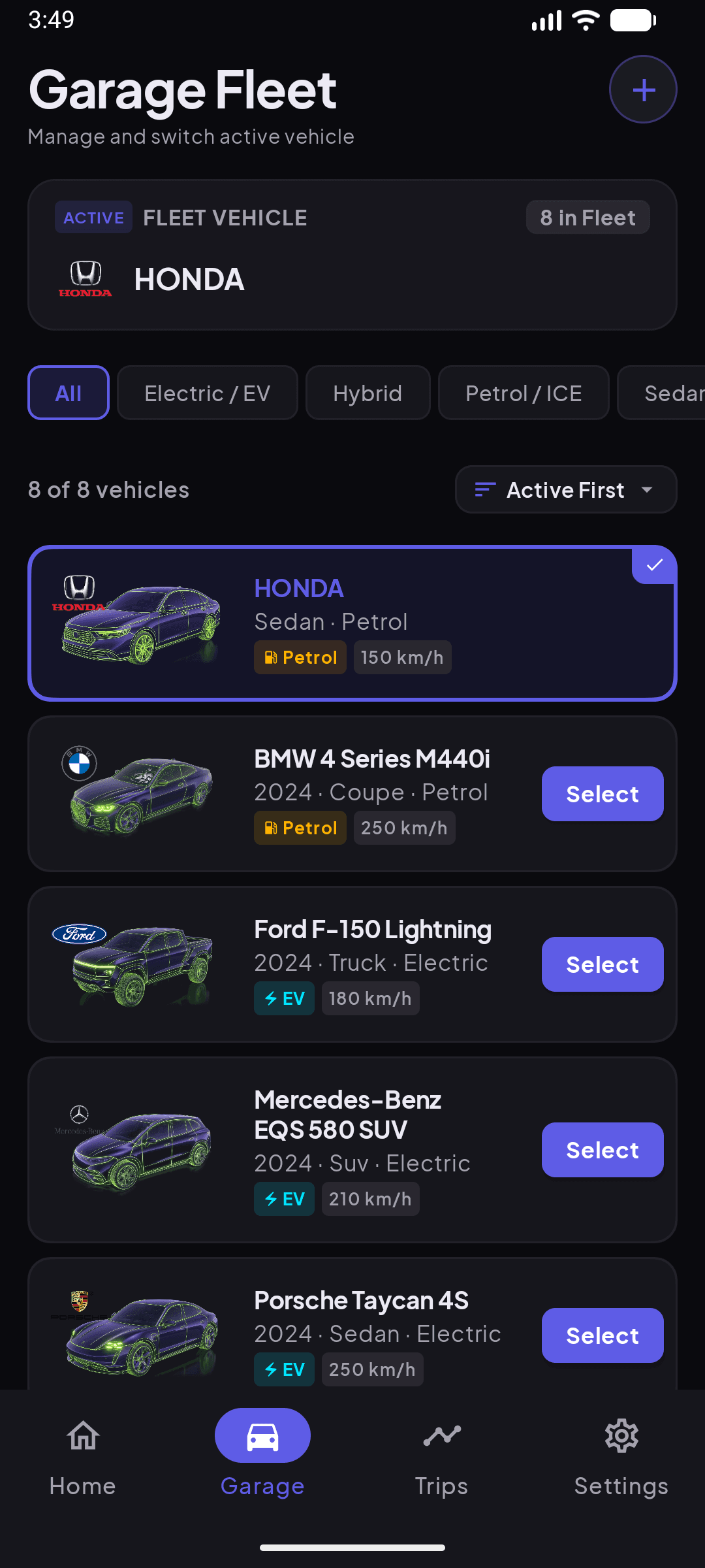 The garage, managing multiple vehicles