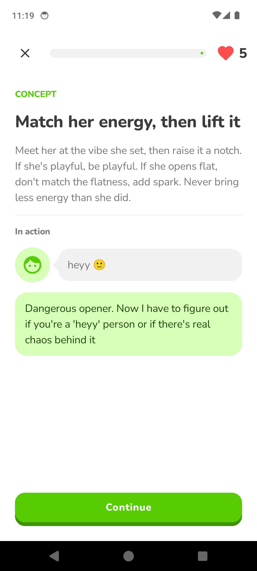 A concept card teaching the idea before the questions