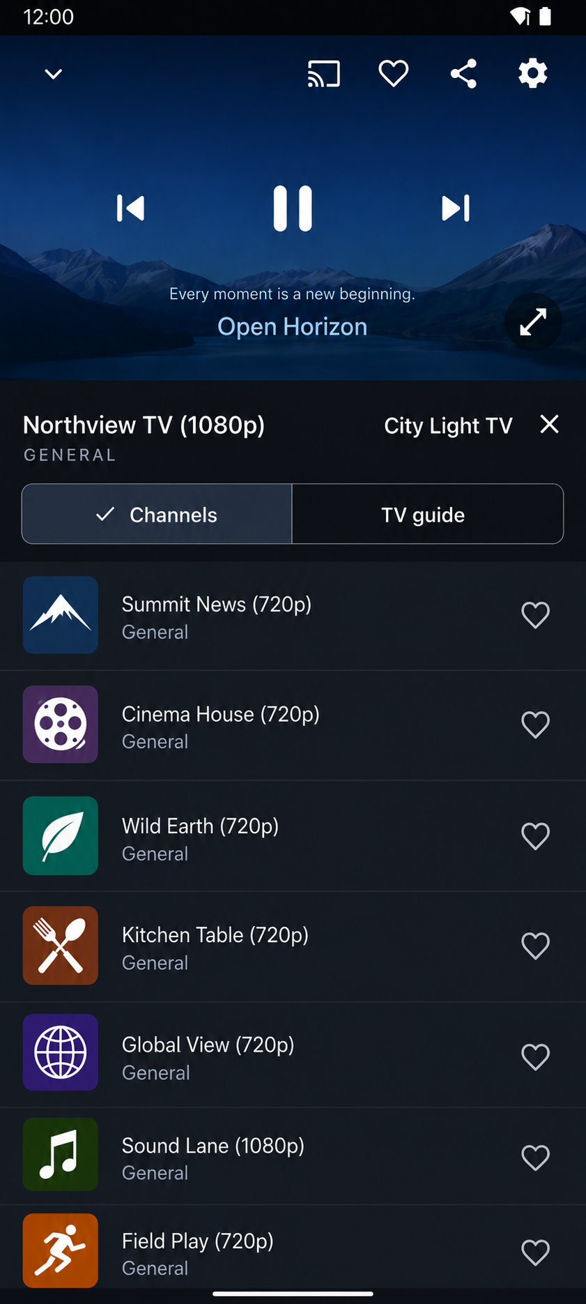 The Streamblix player, which powers audio-only radio mode